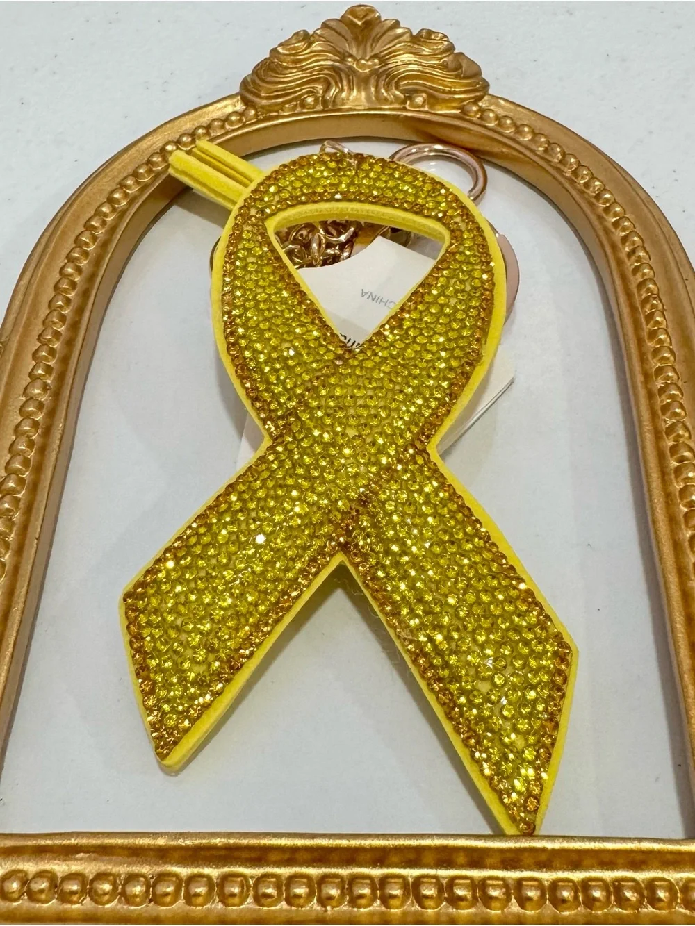 New Crystal Yellow Crystal Ribbon Keychain